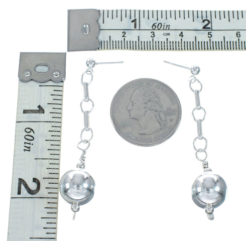 Navajo Sterling Silver Bead Post Dangle Earrings X10936